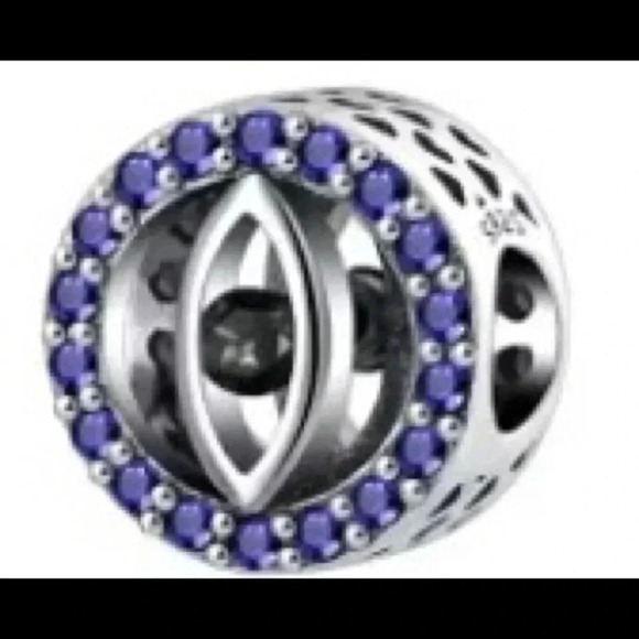 S925 Stamped Sterling Silver Evil Eye Charm - Picture 1 of 7